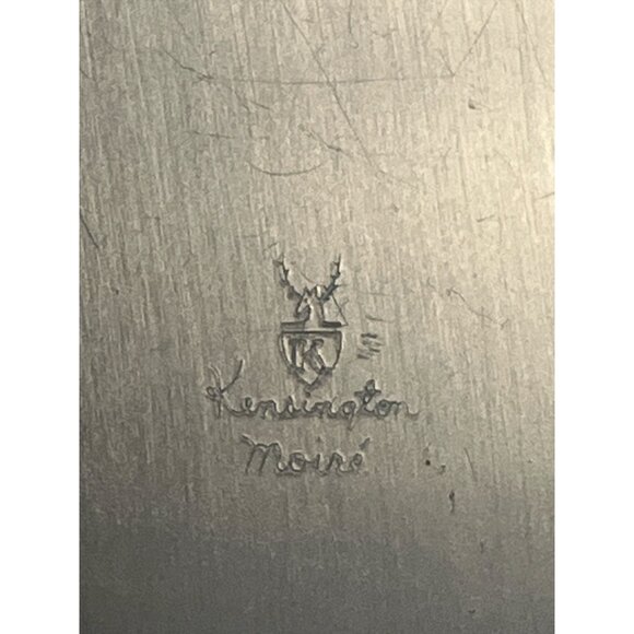 Vintage Kensington Moiré Aluminum Tray | Gold-Tone 10.75" Square | Mid-Century M - Picture 5 of 6